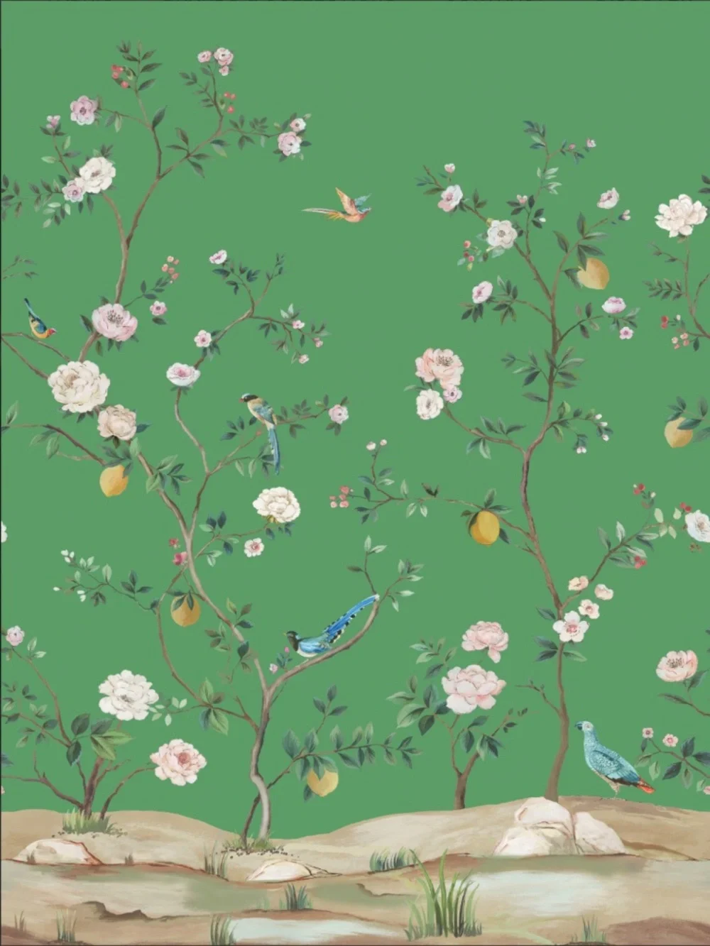 Daisy Bennett Blossom Chinoisserie Mural in Emerald